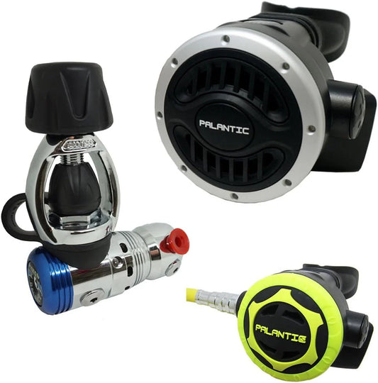 Yoke Regulator & Octopus Combo for Scuba Diving | High-Performance Over-Balanced Regulator, Silicone Mouthpiece, 27" Hose, Large Purge Button, 36" Yellow Octopus Hose