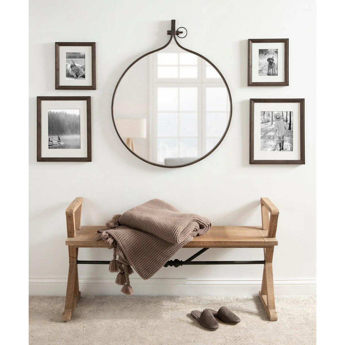 Modern Round Wall Mirror, Decorative Circular Accent Mirror for Living Room, Bedroom and Entryway