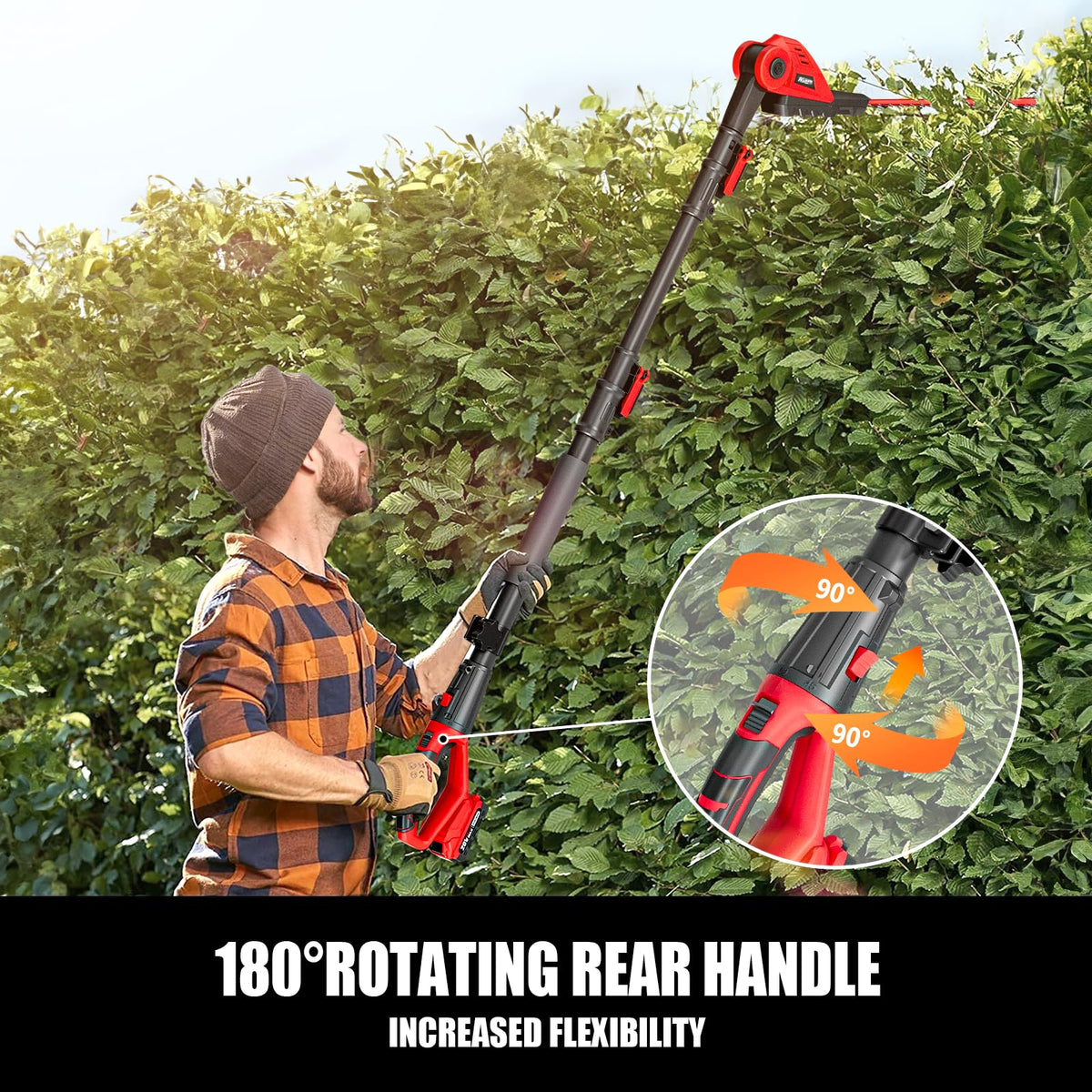20V MAX Cordless Pole Hedge Trimmer, 2 x 2.0Ah Batteries and Charger Included
