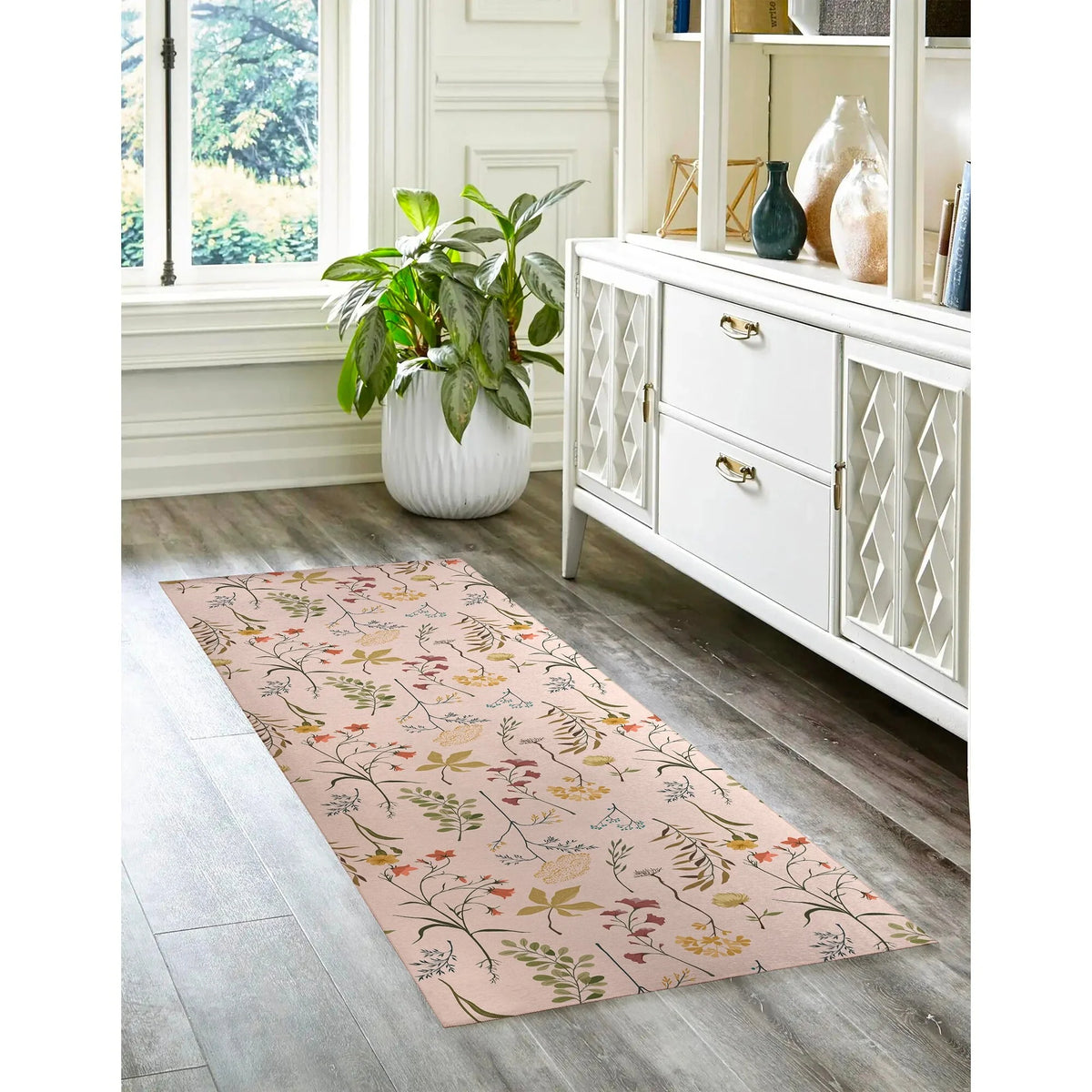 Fall Botanical Floral Kitchen Mat, Decorative Anti Fatigue Non Slip Floor Rug for Kitchen and Home Decor