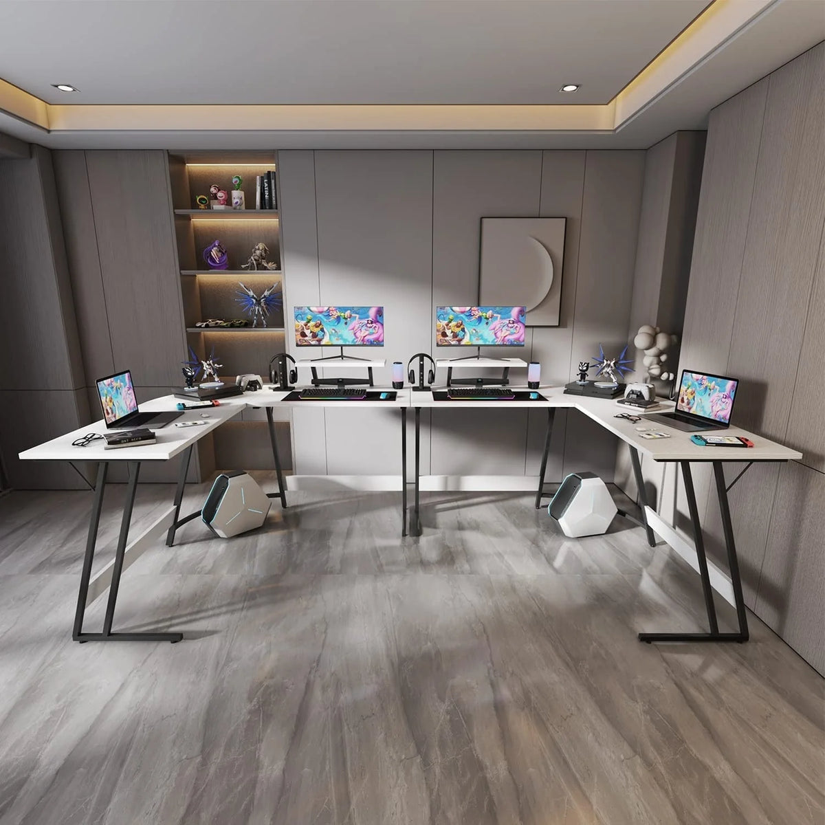 L Shaped Gaming Desk, Corner Computer PC Workstation for Gaming, Home Office and Study