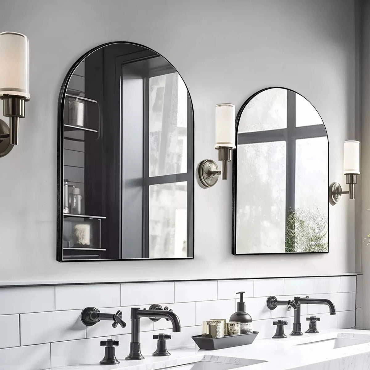 Modern Arch Aluminum Bathroom Wall Mirror, Wall Mounted Vanity Mirror for Bathroom, Bedroom and Home Decor