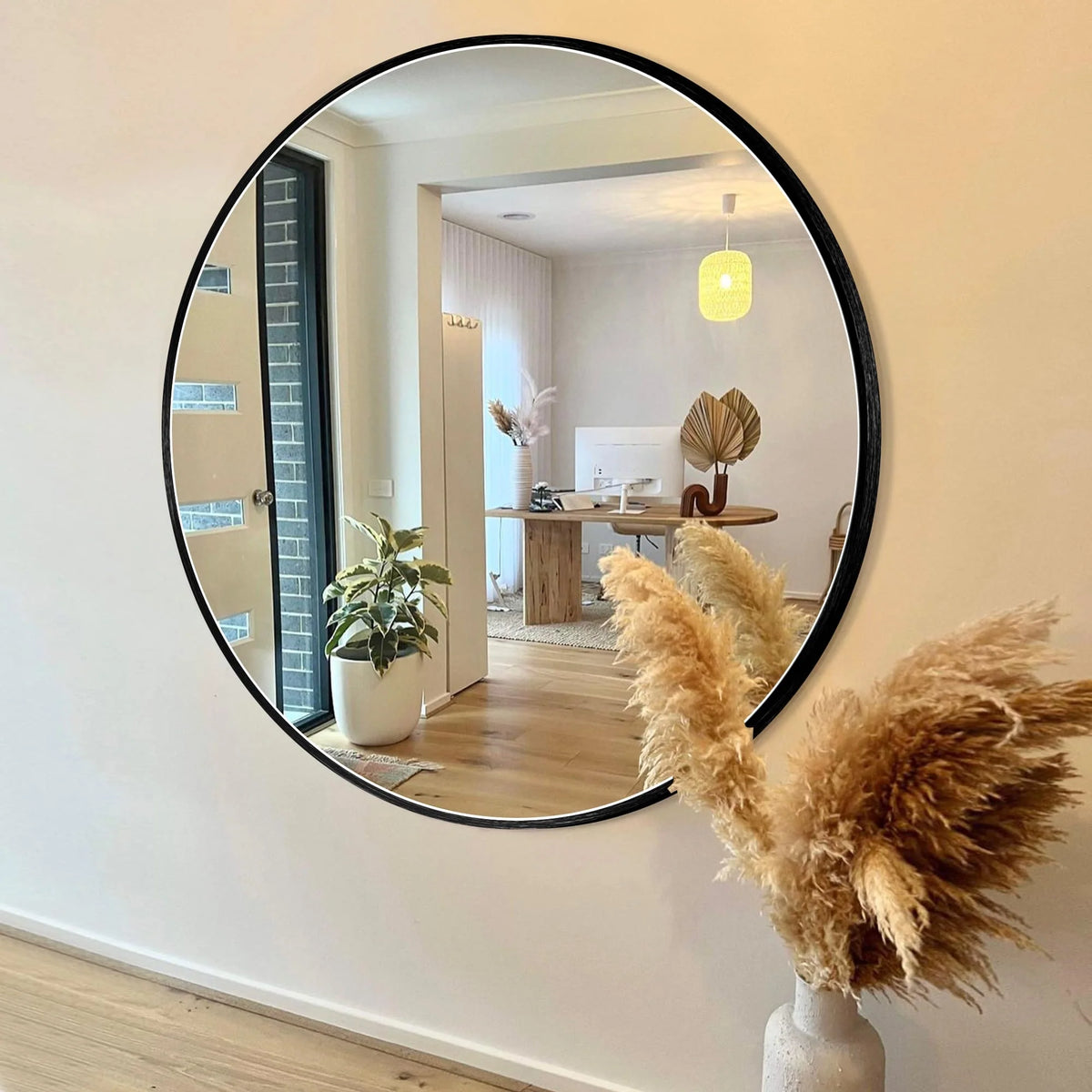 Modern Round Bathroom Vanity Mirror, Wall Mounted Circular Mirror for Bathroom, Bedroom and Home Decor