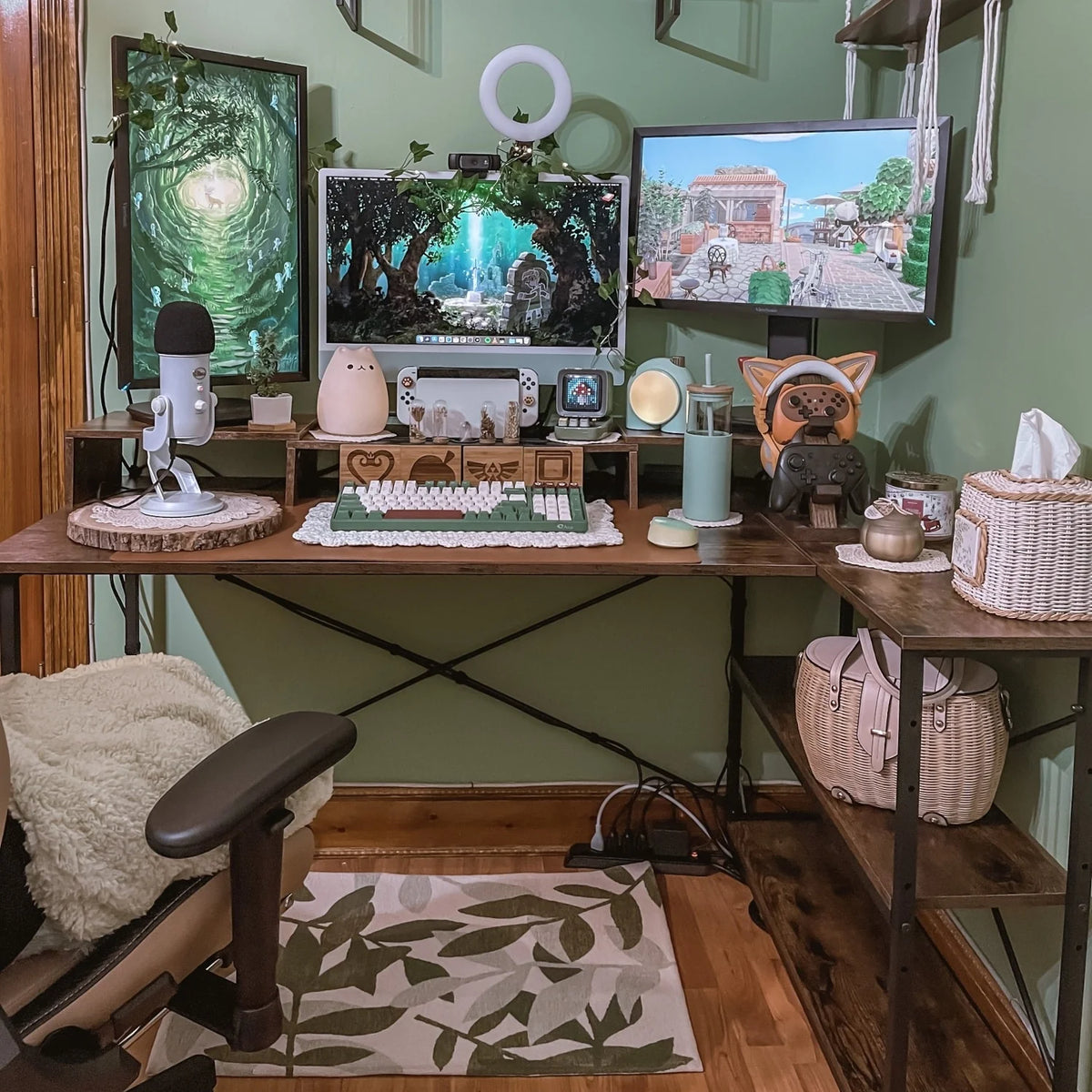 Small L Shaped Computer Desk with Storage Shelves, Compact Corner Workstation for Home Office and Study