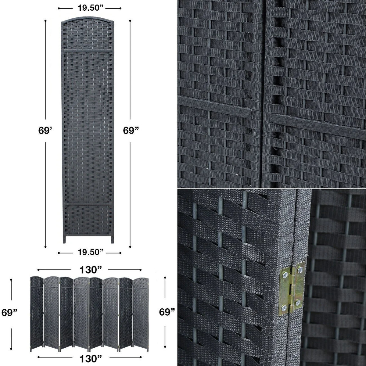 Tall Folding Room Divider Screen, Portable Privacy Partition Wall Panel for Bedroom, Living Room and Office