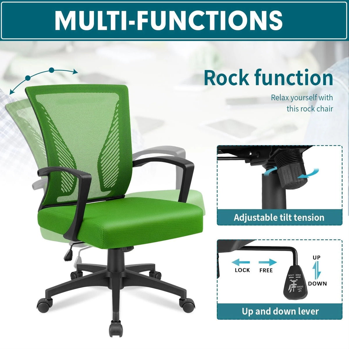 Ergonomic Mesh Office Chair with Lumbar Support, Breathable Computer Desk Chair