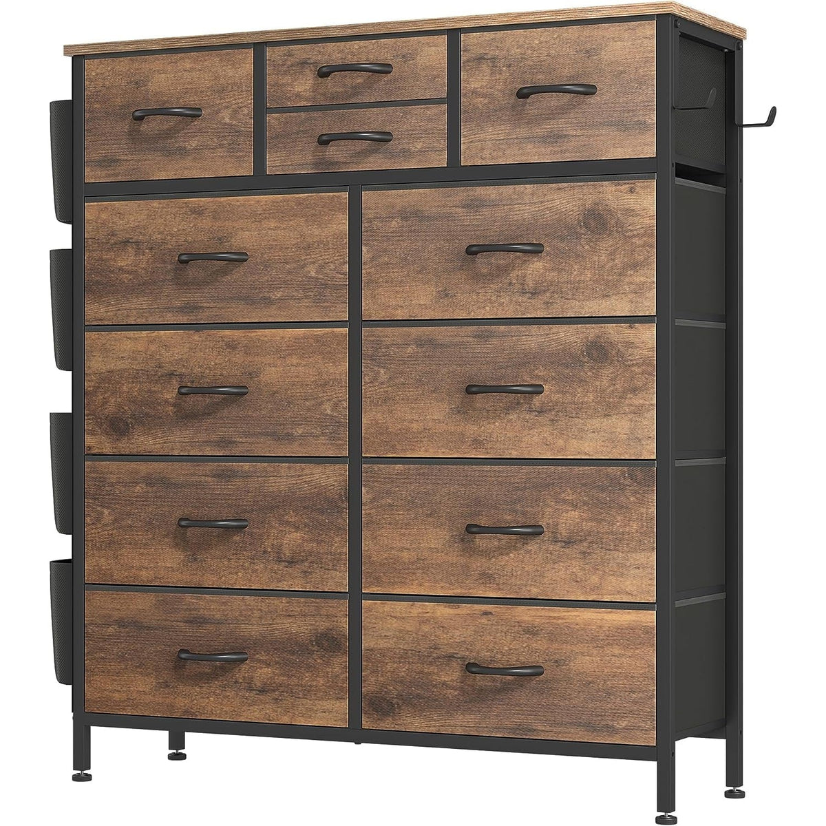 12 Drawer Fabric Dresser, Tall Bedroom Chest of Drawers with Storage