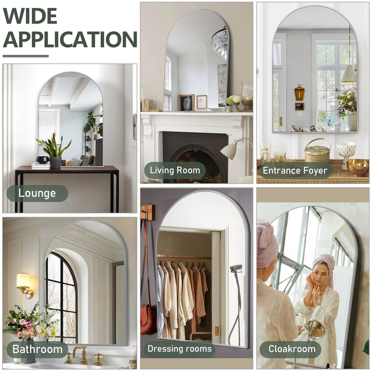 2 Pack 36x24 Inch Arched Bathroom Vanity Mirrors, Wall Mounted Decorative Mirrors for Bathroom and Bedroom