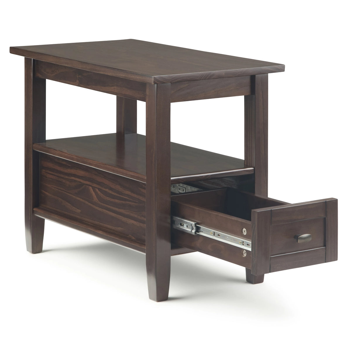 14" Wide Solid Wood Narrow Side Table, Rectangle Transitional Style Accent Table