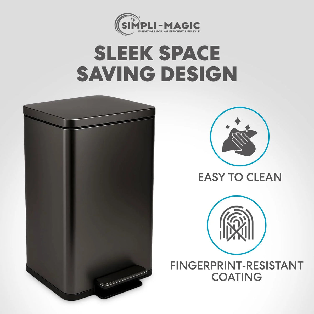 13.2 Gallon Step Trash Can, Hands-Free Kitchen Garbage Bin with Odor Control