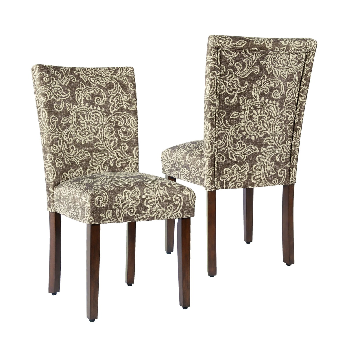 Set of 2 Upholstered Medallion Dining Chairs, Comfortable Parsons Style Chairs for Kitchen and Dining Room