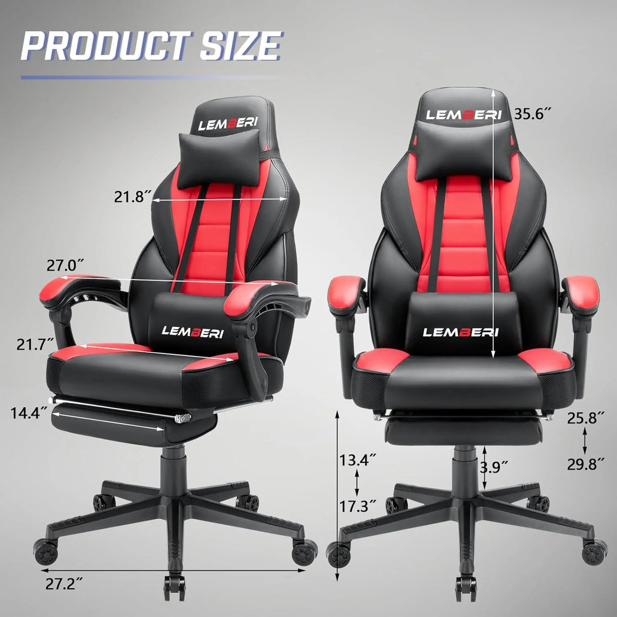Big and Tall Gaming Chair with Footrest, 400 LB Capacity Ergonomic Video Game Chair for Home and Gaming