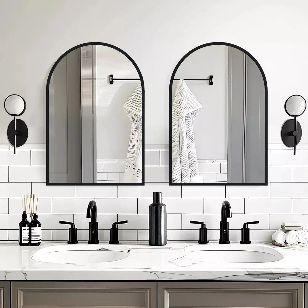 Modern Arch Aluminum Bathroom Wall Mirror, Wall Mounted Vanity Mirror for Bathroom, Bedroom and Home Decor