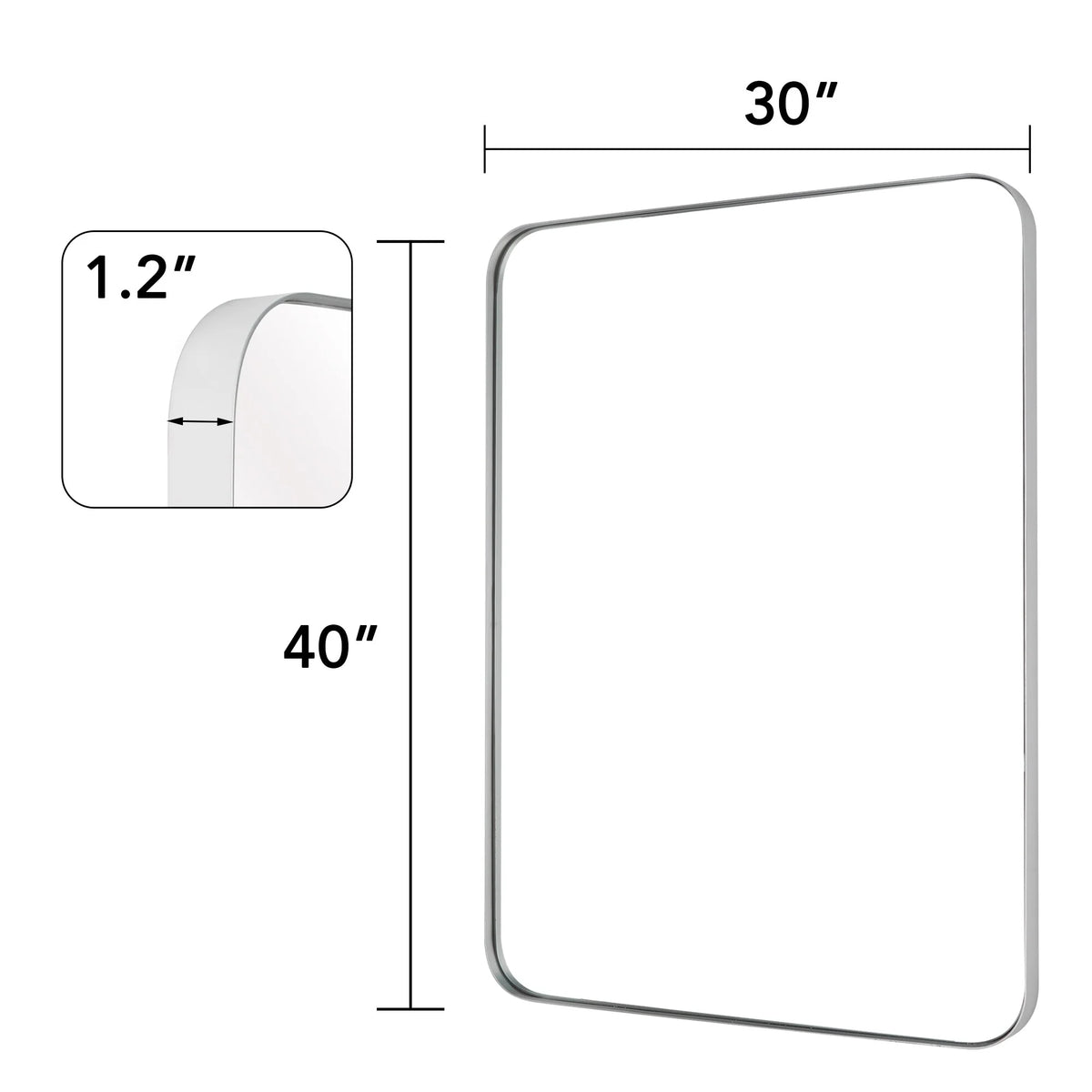 Wall Mirror Vanity Mirror, Bathroom Mirror with Rounded Corners, 1 Piece