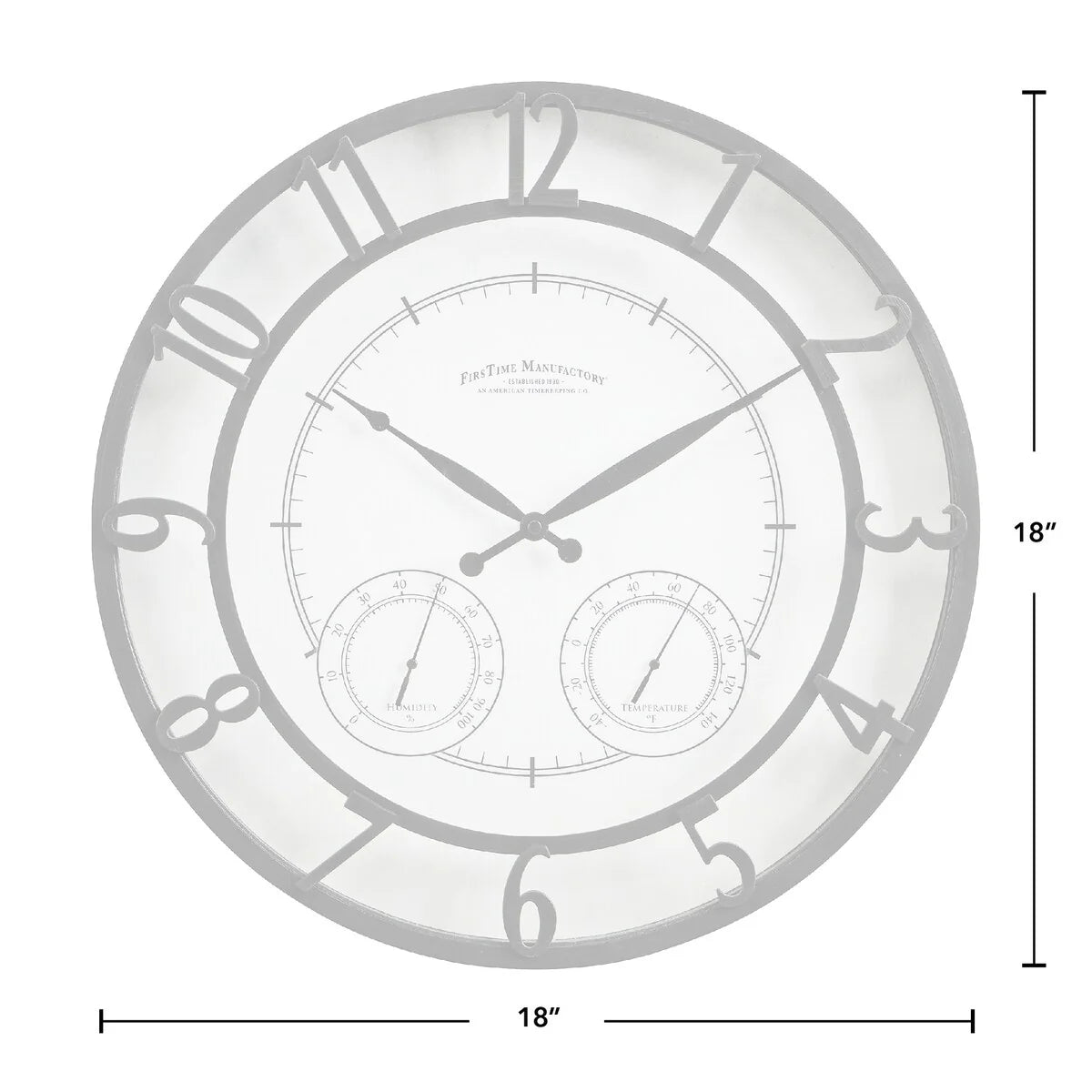 18" Bronze-Tone Outdoor Wall Clock, Weather-Resistant Plastic, Farmhouse Style