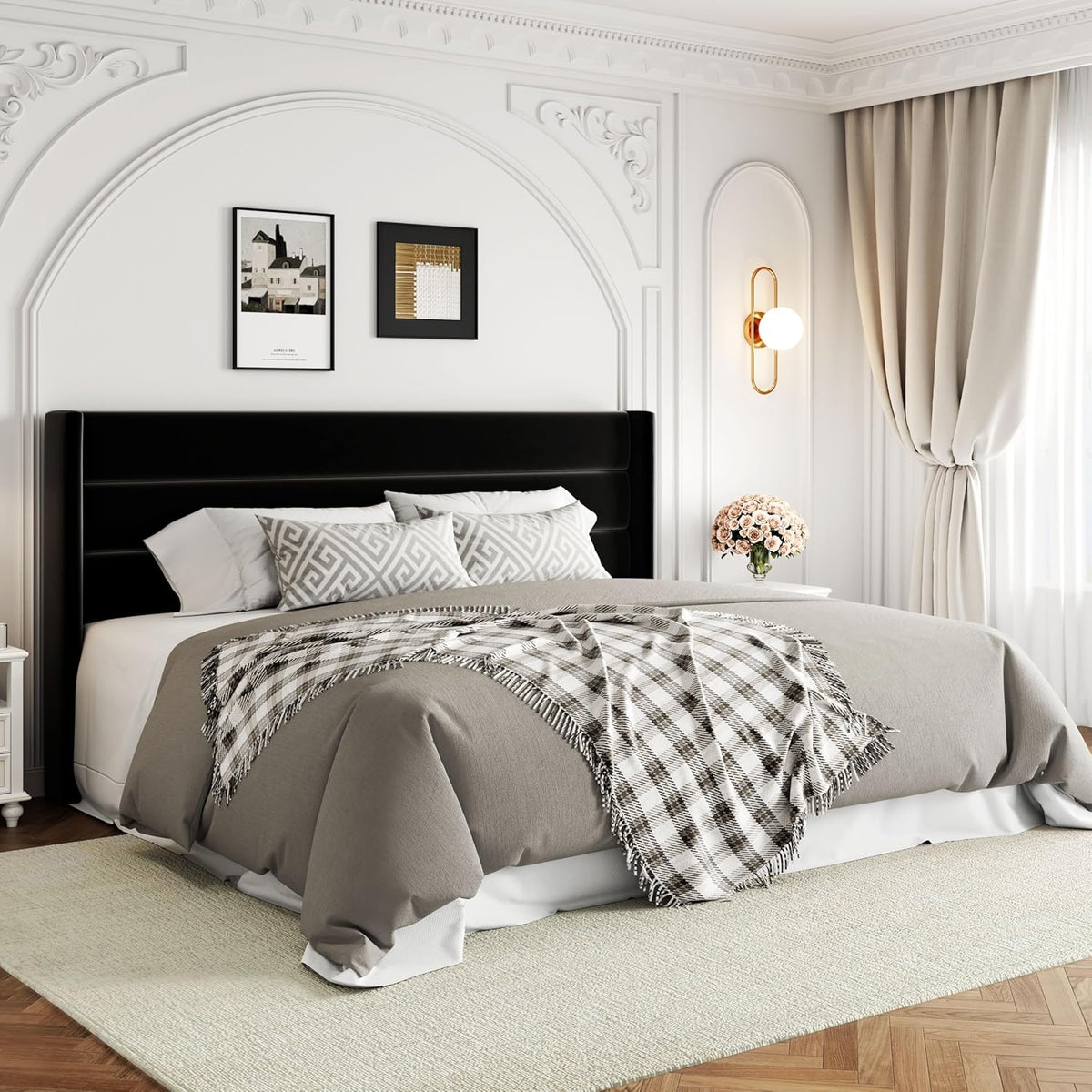 Queen Size Lift Up Storage Bed with Wingback Headboard, Upholstered Platform Bed Frame with Hidden Storage