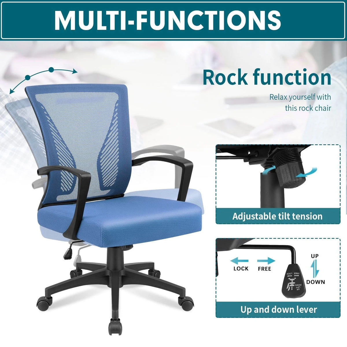 Ergonomic Mesh Office Chair with Lumbar Support, Breathable Computer Desk Chair