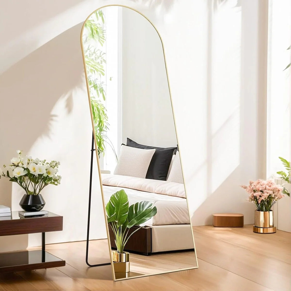 Full Length Mirror with Stand, Aluminum Alloy Frame Full Body Floor Mirror for Bedroom and Cloakroom