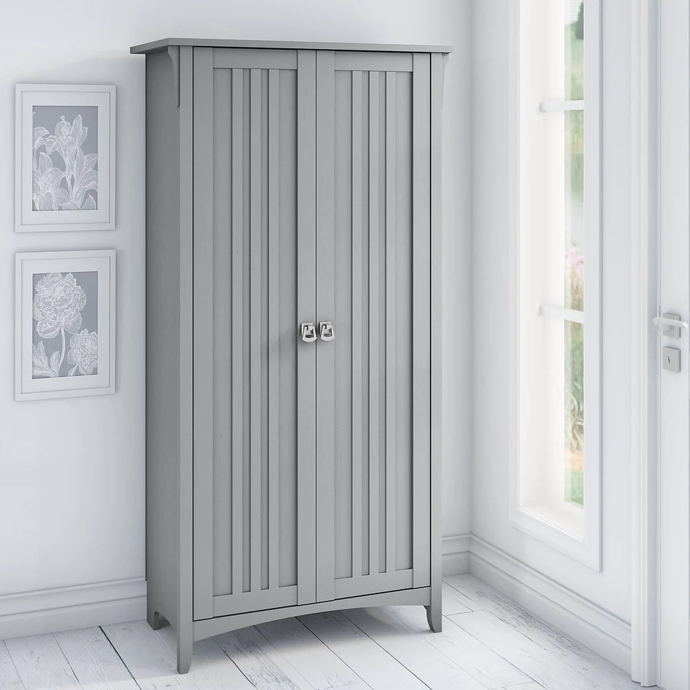 Tall Storage Cabinet with Doors, Freestanding Shelving Organizer with Adjustable Shelves for Home, Office and Living Room