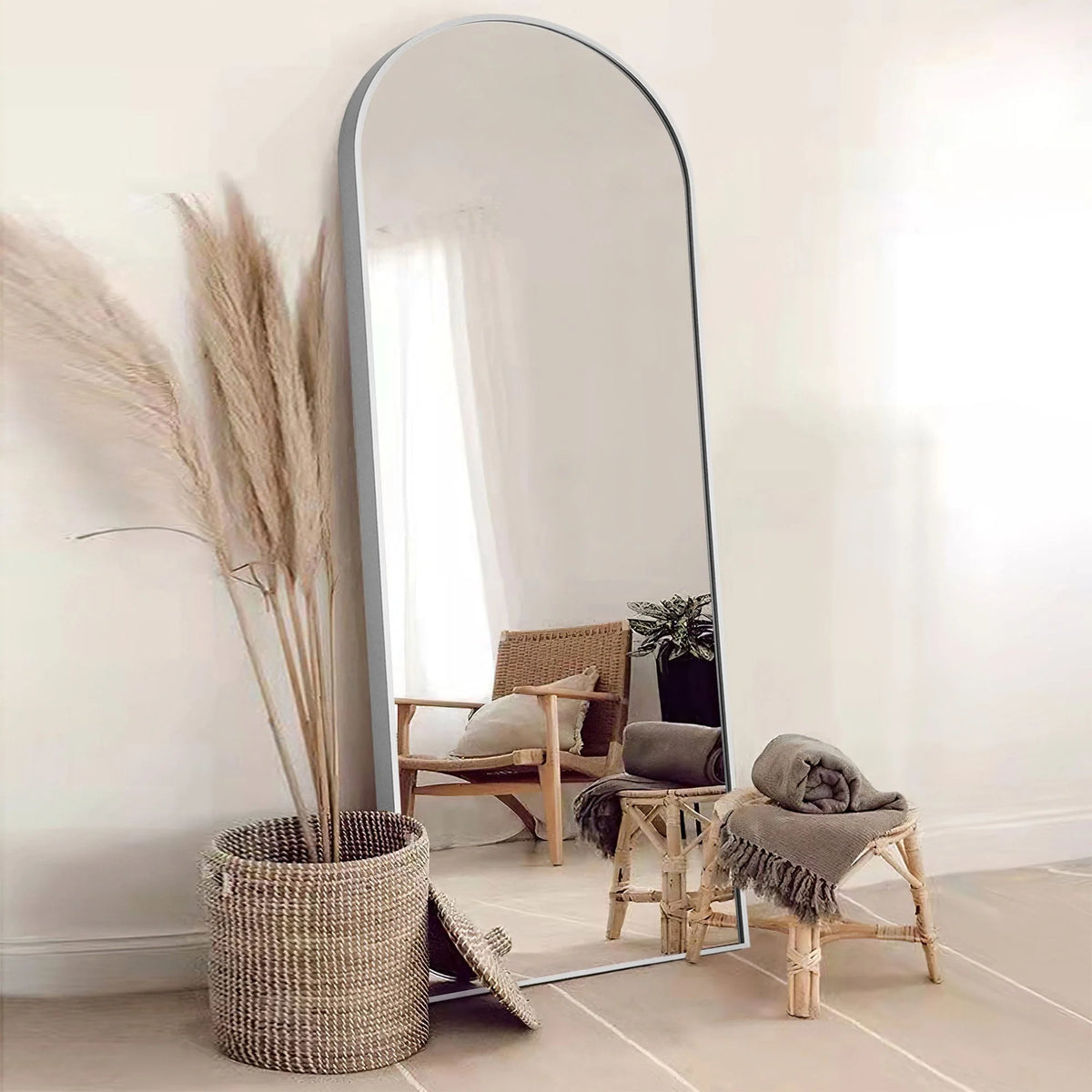 Arched Full Length Floor Mirror, Large Full Body Standing and Wall Mounted Mirror for Bedroom, Living Room and Home Decor