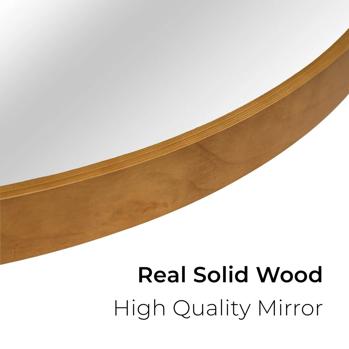 Classic Farmhouse Round Wall Mirror, Wooden Frame Decorative Accent Mirror for Living Room, Bedroom and Entryway