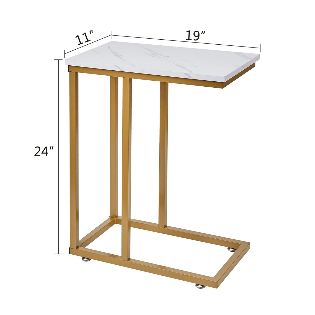 Set of 2 C-Shaped Sofa Side Tables, Small End Tables for Living Room, Bedside and TV Tray