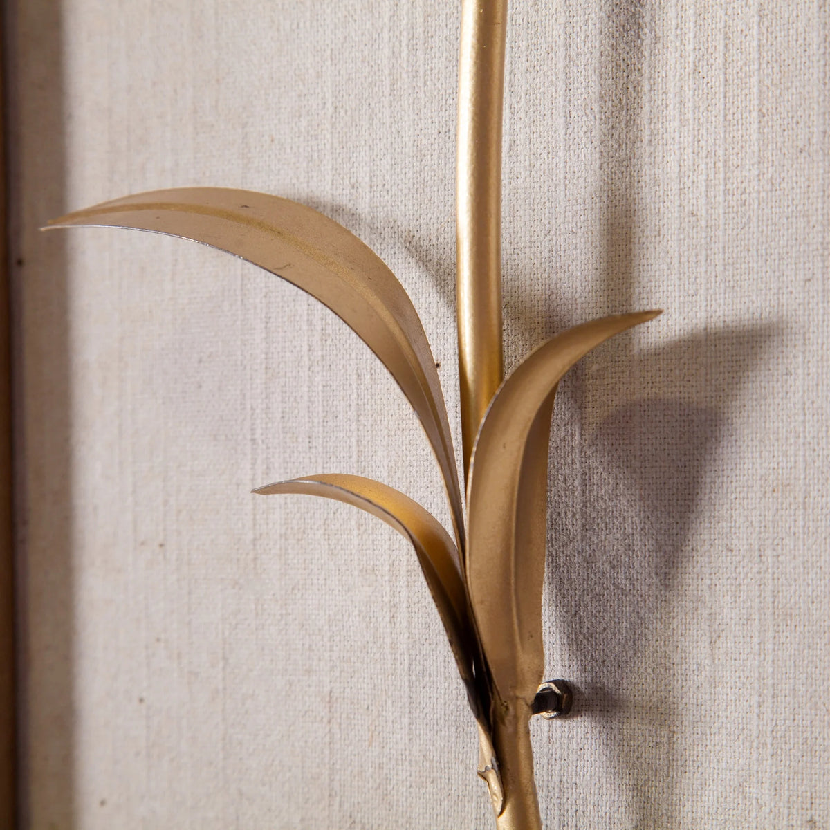 Set of 2 White and Gold Metal Flower Wall Decor with Wood Frames, Decorative Floral Wall Art