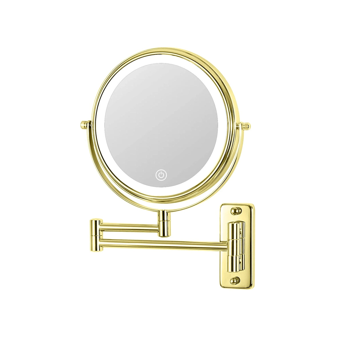 8 Inch Round Wall Mounted Makeup Mirror, Rechargeable, 1X/10X Magnification, 3-Color LED Lights