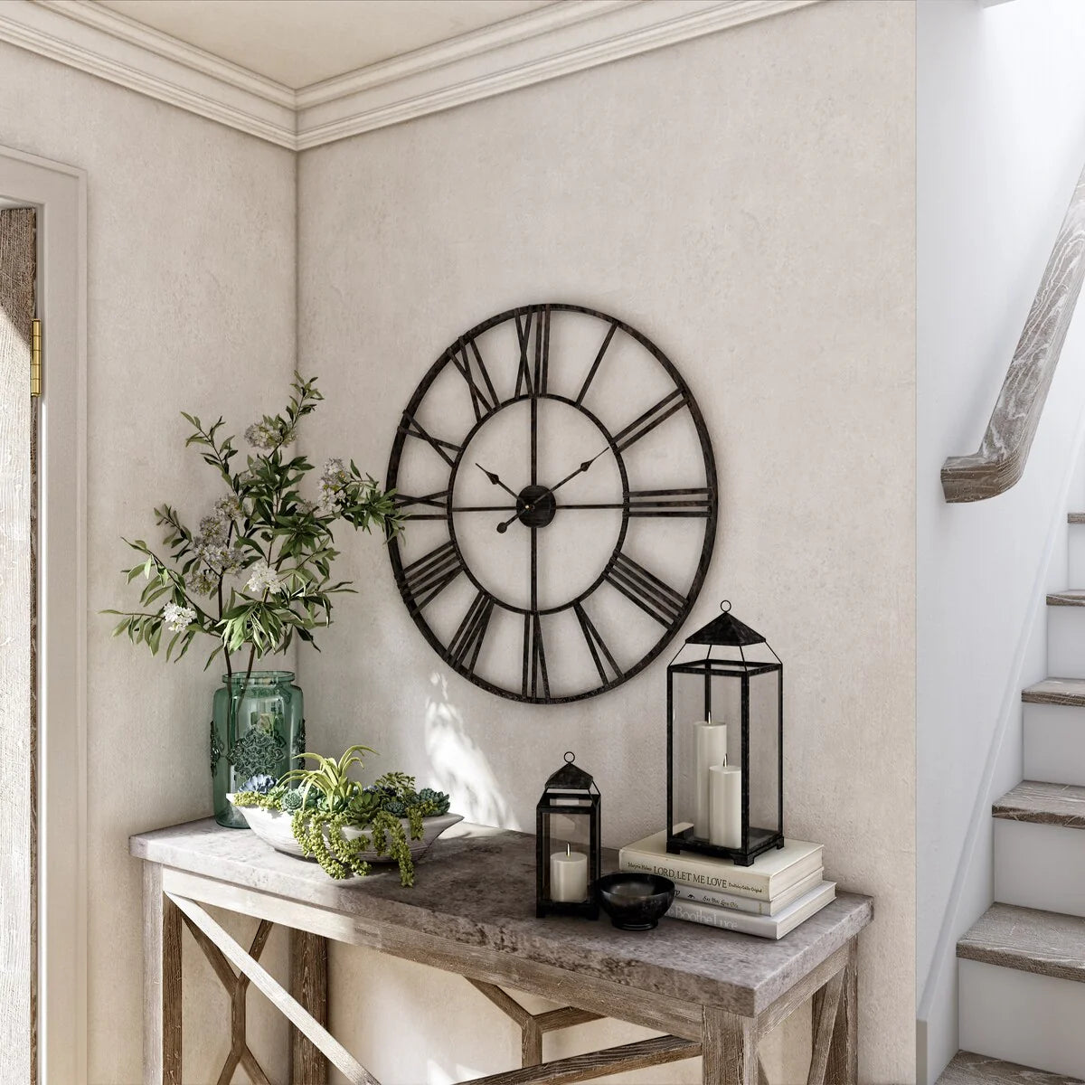 Modern Round Metal Wall Clock, Decorative Circular Hanging Clock for Living Room, Bedroom and Office