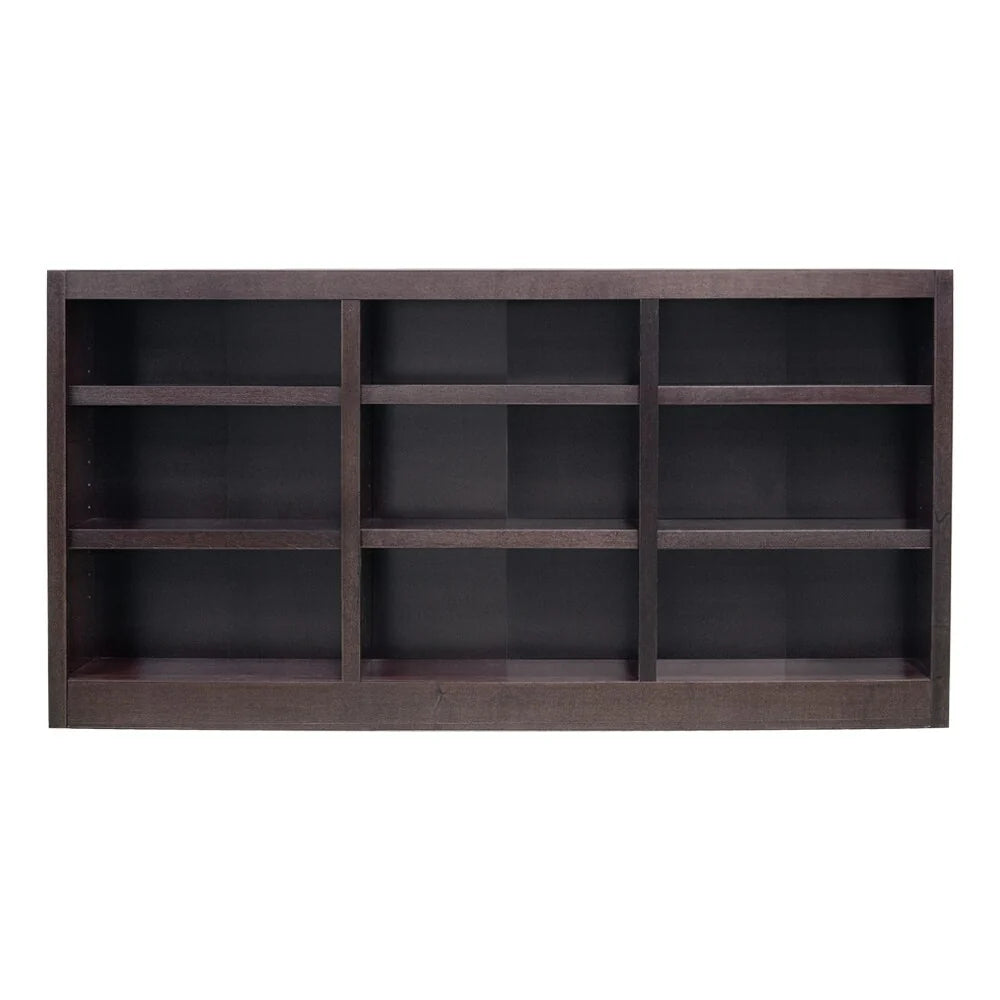 Triple Wide Wood Bookcase, 9 Shelf 36 Inch Tall Bookshelf for Home, Office and Display Storage