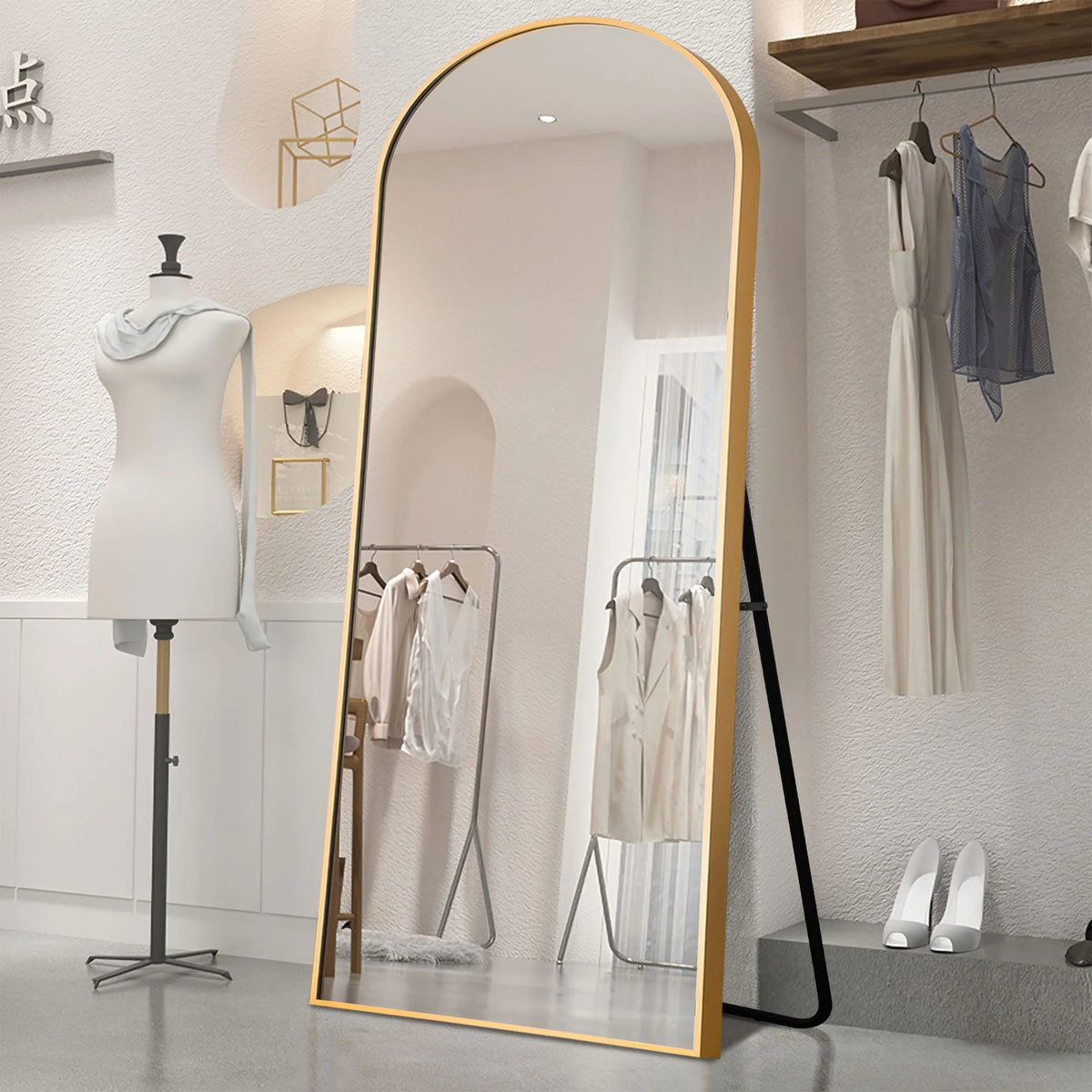 Arched Full Length Floor Mirror, Large Full Body Standing and Wall Mounted Mirror for Bedroom, Living Room and Home Decor