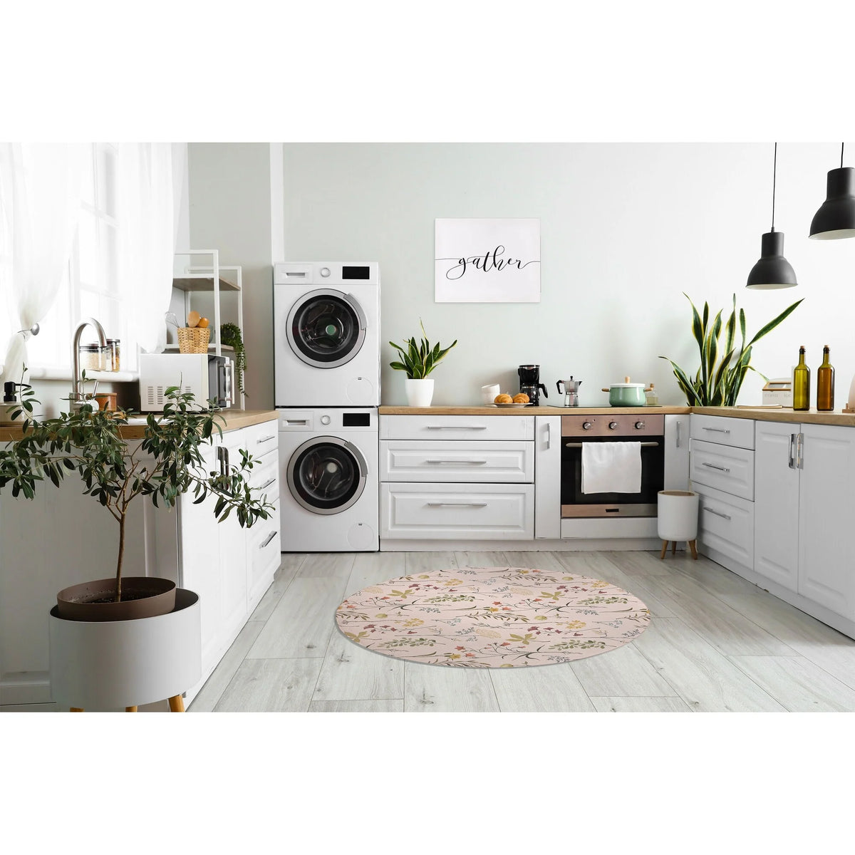 Fall Botanical Floral Kitchen Mat, Decorative Anti Fatigue Non Slip Floor Rug for Kitchen and Home Decor