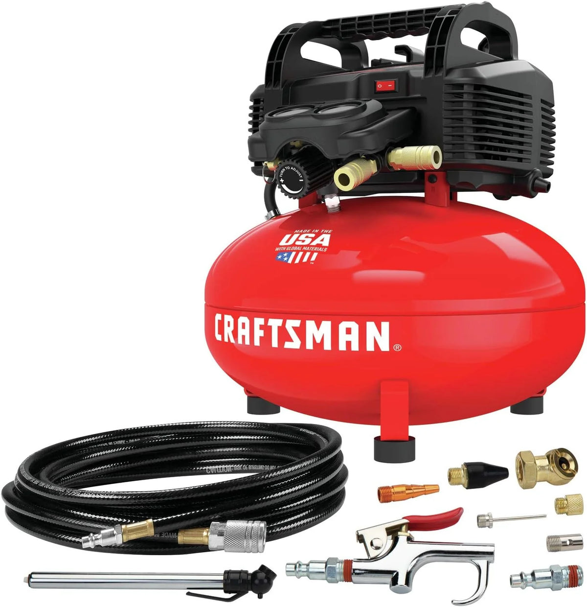 6 Gallon Pancake Air Compressor, Oil-Free Portable Compressor Kit for Garage, Workshop and DIY Projects