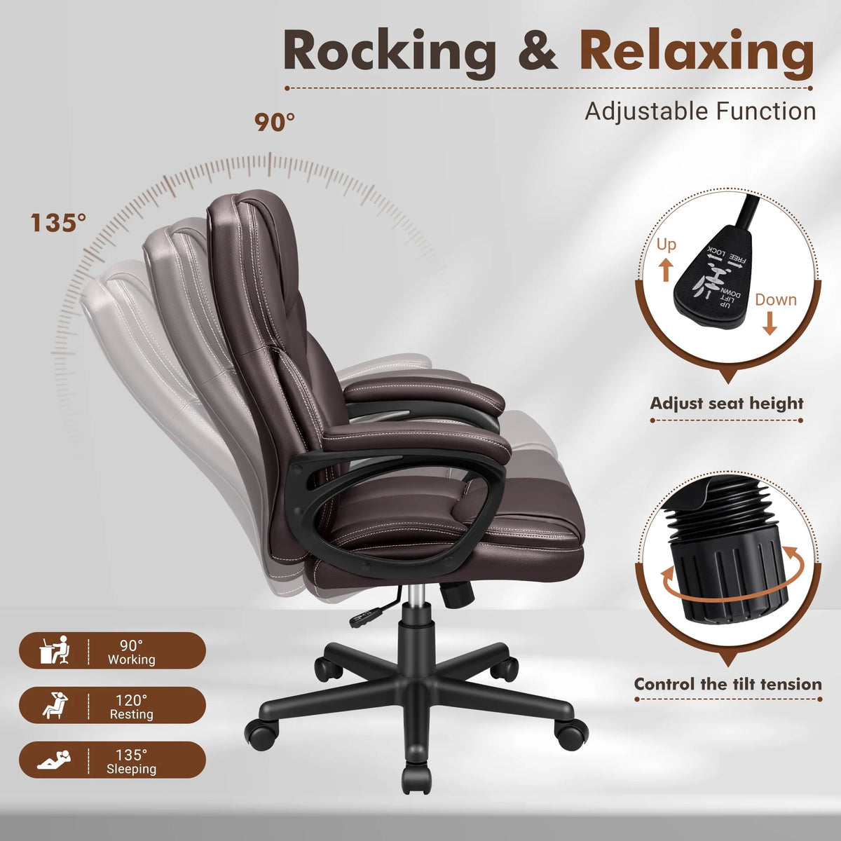 High Back Executive Office Chair, Ergonomic Computer Desk Chair for Home and Office