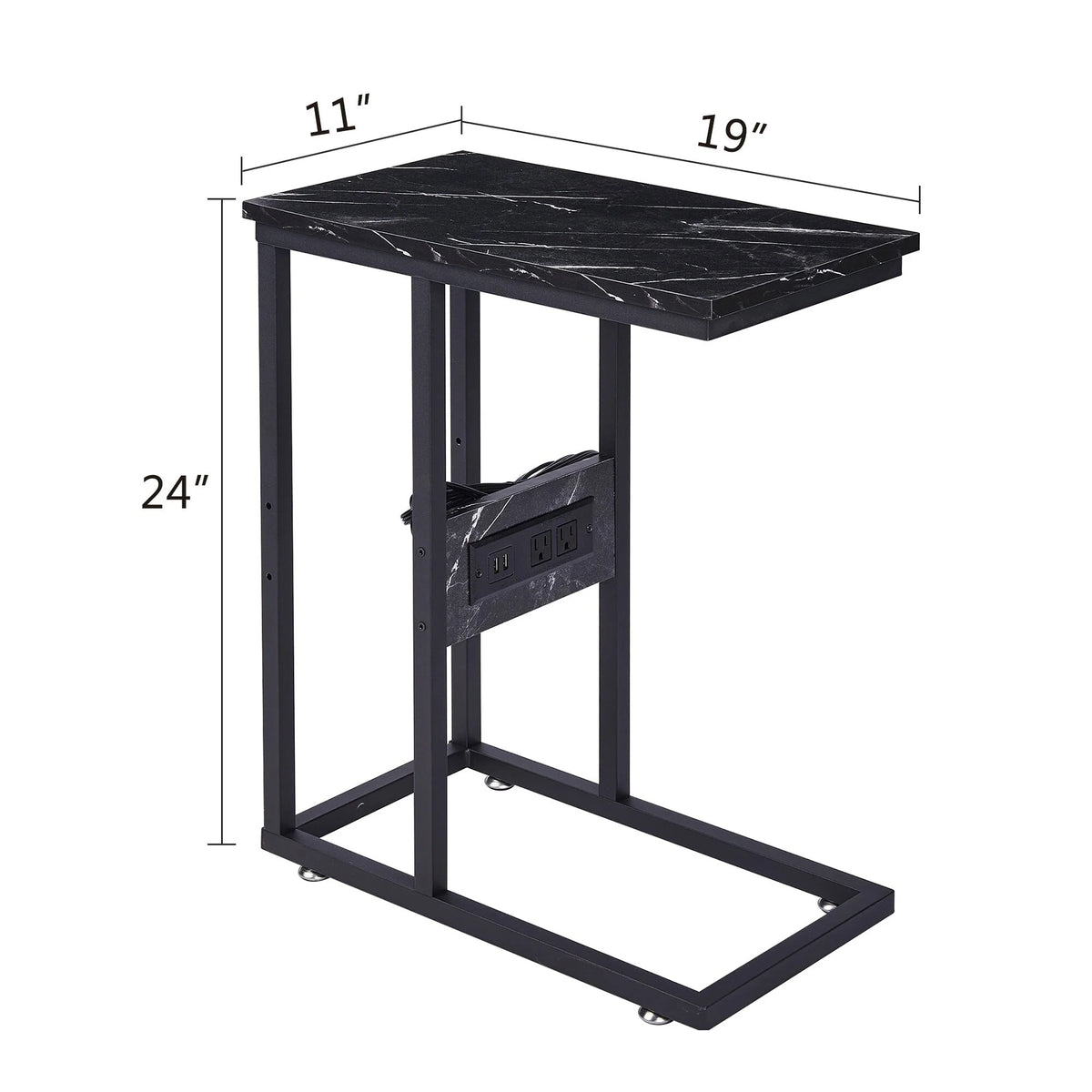 Set of 2 C-Shaped Sofa Side Tables, Small End Tables for Living Room, Bedside and TV Tray