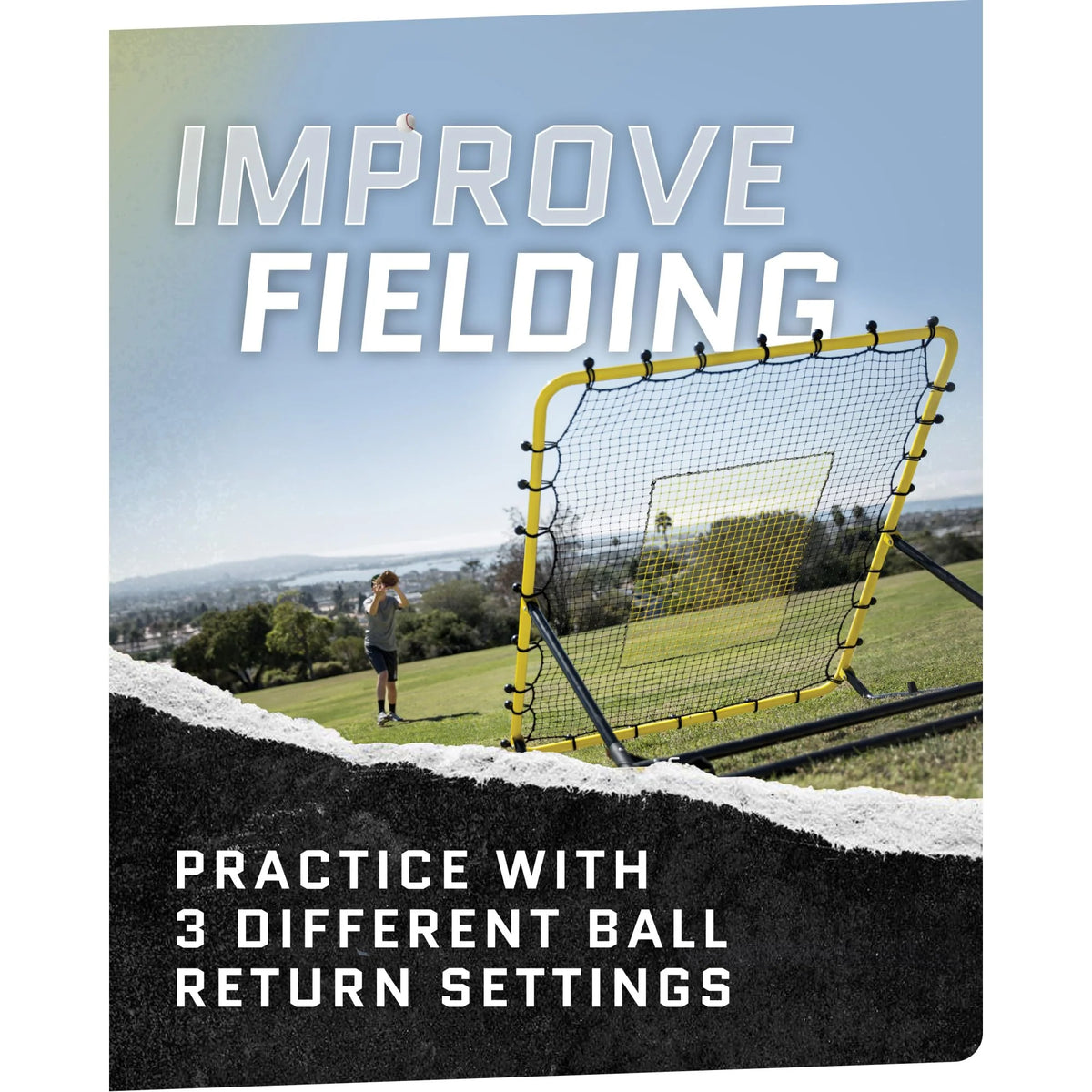 Baseball & Softball Fielding Trainer Rebounder Net, Portable Practice Equipment for Throwing, Catching and Fielding Skills
