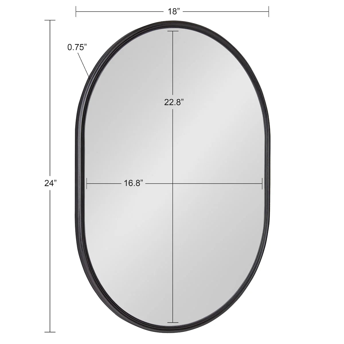 Modern Capsule Framed Wall Mirror, Decorative Oval Accent Mirror for Living Room, Bedroom and Entryway