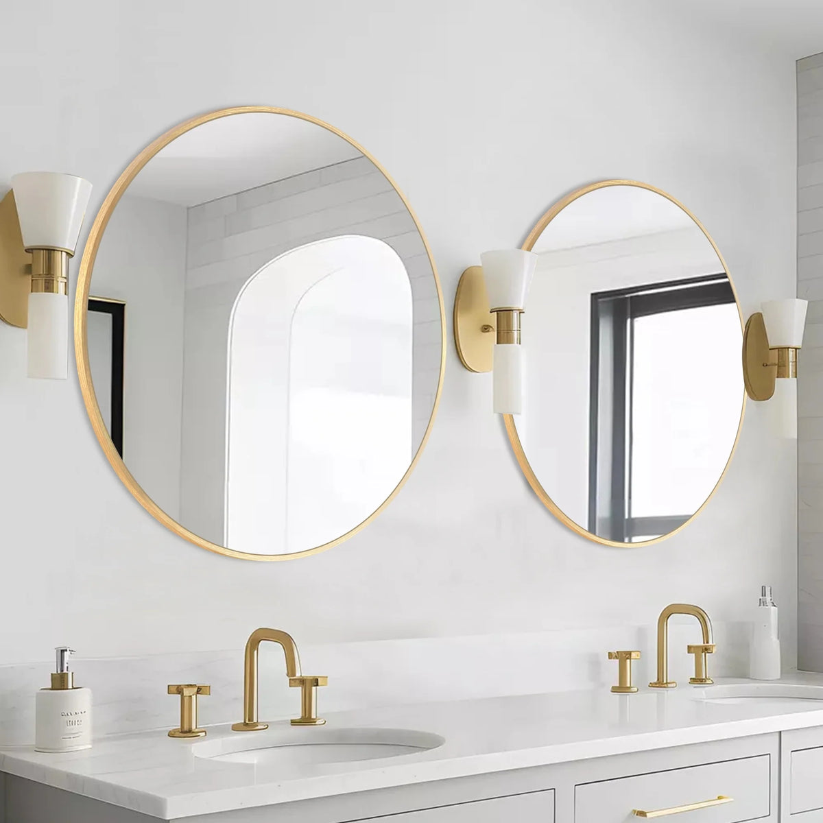 Modern Round Bathroom Vanity Mirror, Wall Mounted Circular Mirror for Bathroom, Bedroom and Home Decor