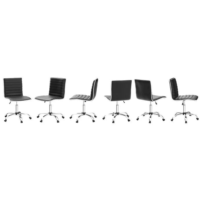 Adjustable Mid-Back Armless Swivel Office Chair, Ribbed Task and Vanity Chair for Small Spaces