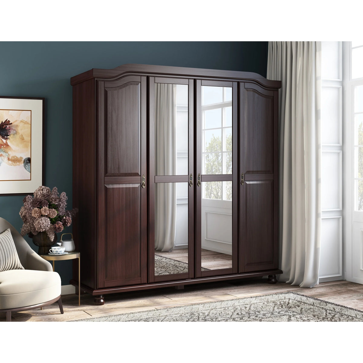 Set of 4 Small Solid Wood Shelves for Wardrobe and Armoire Storage