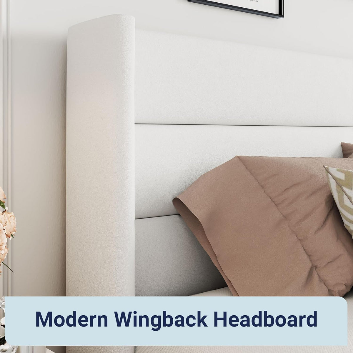 Queen Size Lift Up Storage Bed with Wingback Headboard, Upholstered Platform Bed Frame with Hidden Storage
