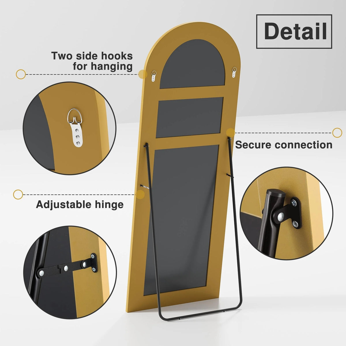 Arched Full Length Floor Mirror, Large Full Body Standing and Wall Mounted Mirror for Bedroom, Living Room and Home Decor