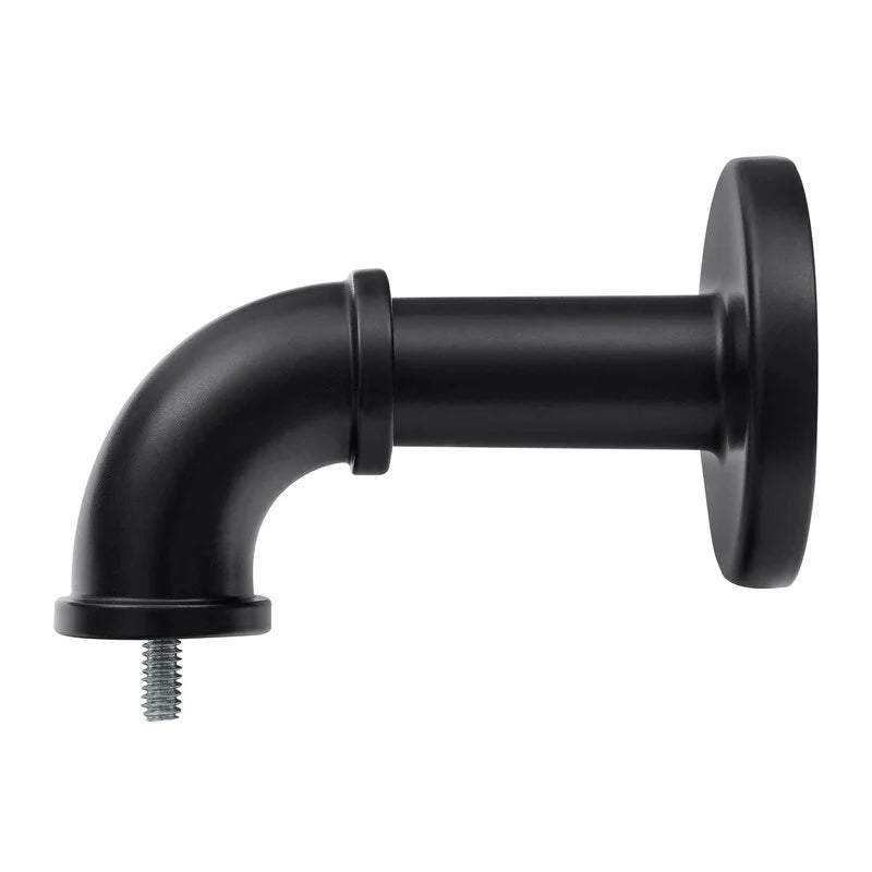 1 Inch Industrial Curtain Rods for Windows, Blackout Wrap-Around Rods, Rustic Matte Black