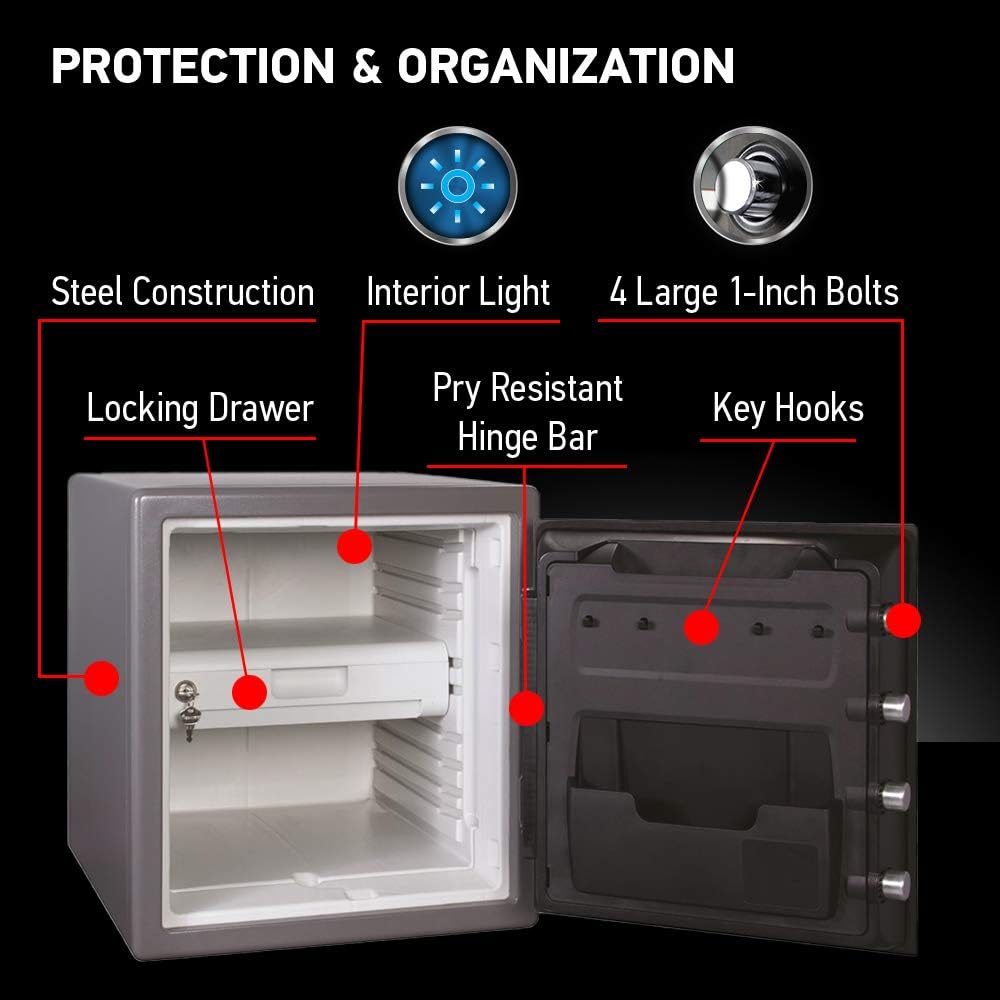1.23 Cu Ft Waterproof and Fireproof Digital Safe Box, Alloy Steel Security Safe for Home and Office