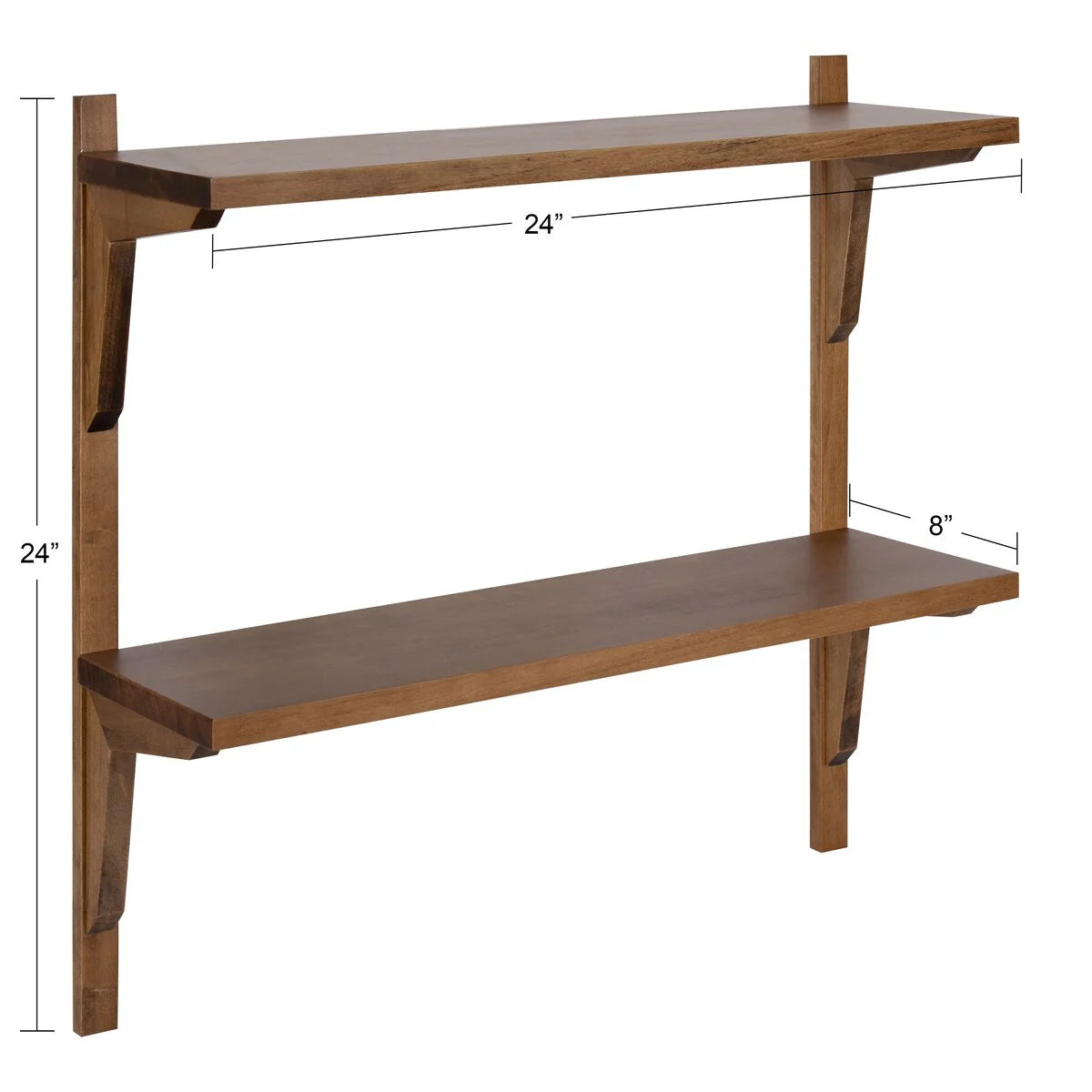 Mid-Century Wall Shelves, 24x8x24 Inch Decorative Wall Mounted Storage and Display Shelving for Home Decor
