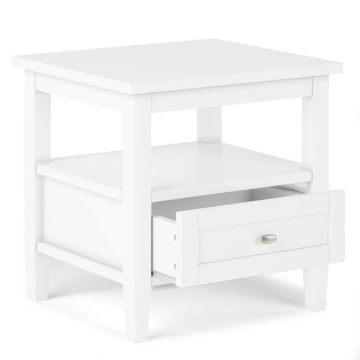 20 Inch Wide Solid Wood Rectangle End Table, Transitional Side Table