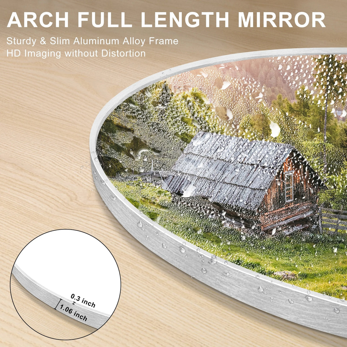 Modern Arched Full Length Floor Mirror, Aluminum Alloy Frame Standing Full Body Mirror