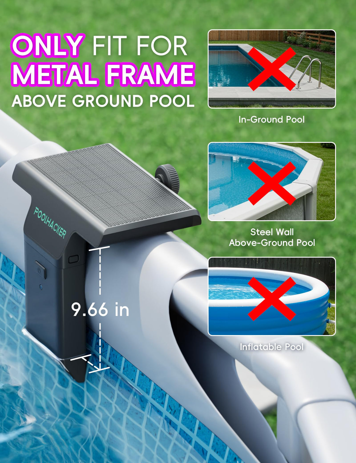 Solar Pool Lights for Steel Wall Above Ground Pools, Solar Powered LED Swimming Pool Lighting