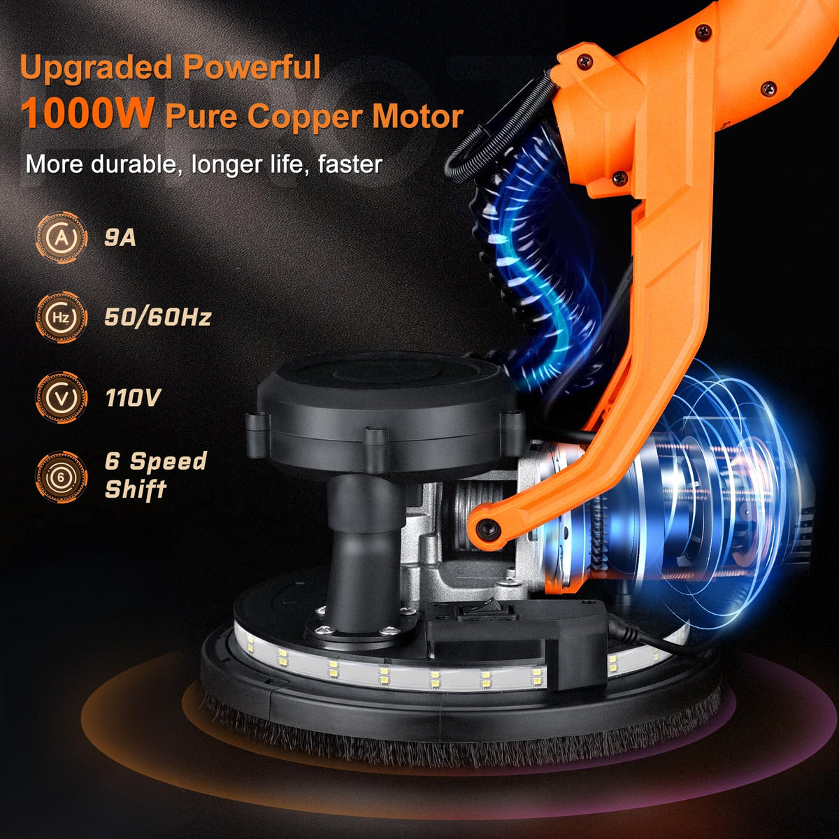 1000W Drywall Sander, Electric Wall and Ceiling Sanding Tool for Popcorn Texture Removal