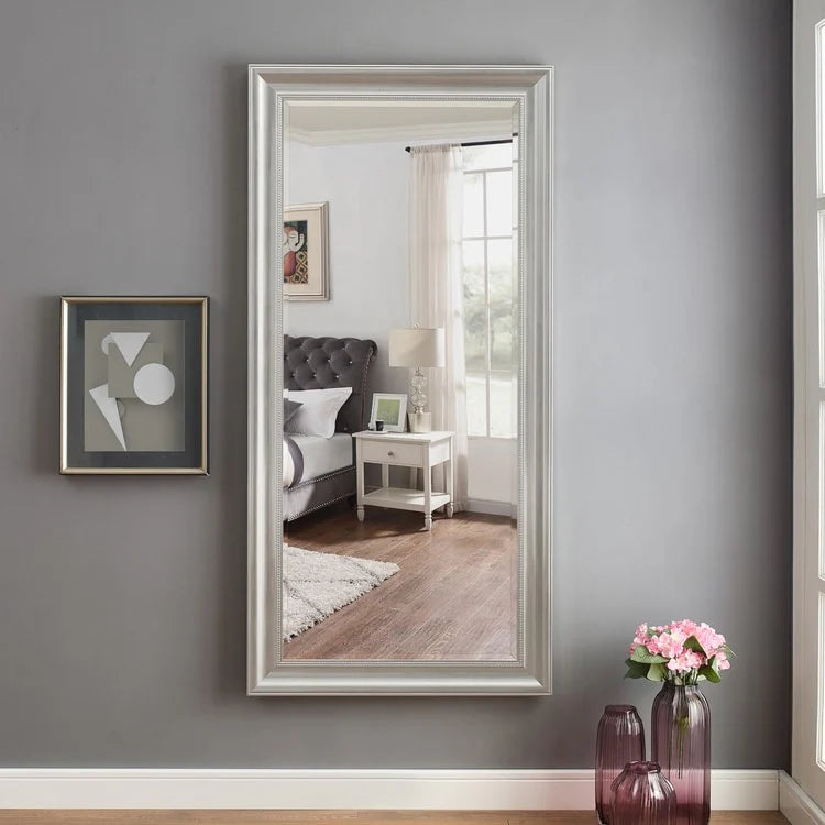 Tall Beaded Full Length Mirror, Oversized Full Body Standing Mirror with Decorative Frame for Bedroom, Dressing Room and Home Decor